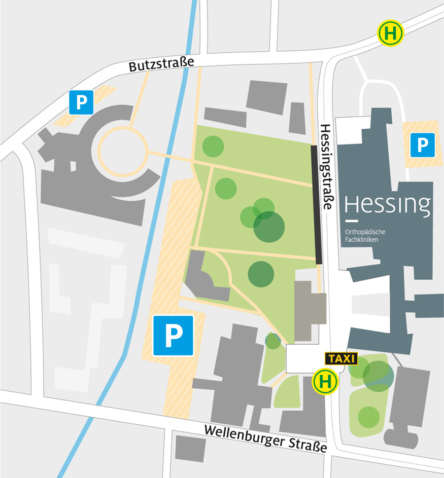 Übersichtskarte des Hessing Campus